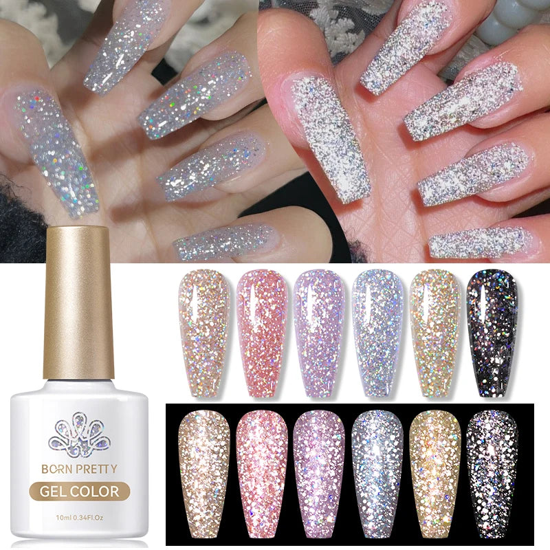 Champagne Silver Reflective Glitter Gel Polish