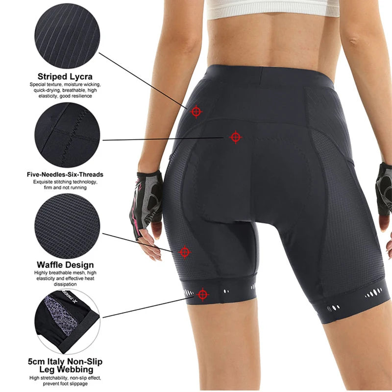 X-TIGER Women’s Padded Cycling Shorts