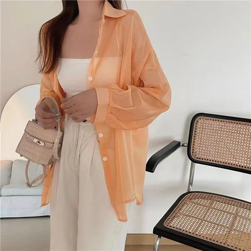 Korean Chiffon Long Sleeve Shirt