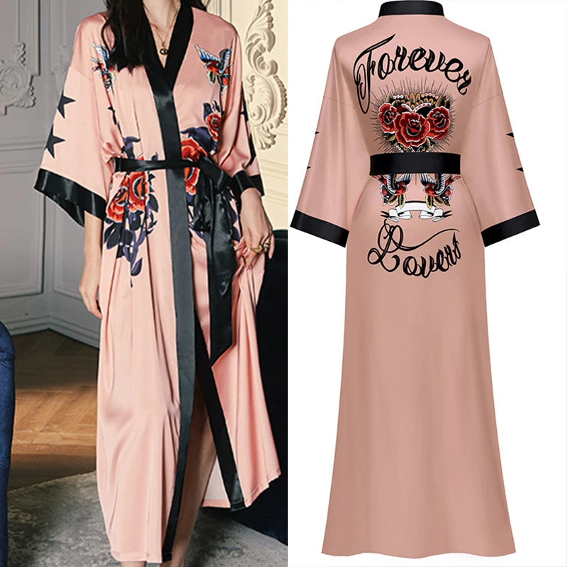 Elegant Oversized Satin Kimono Robe