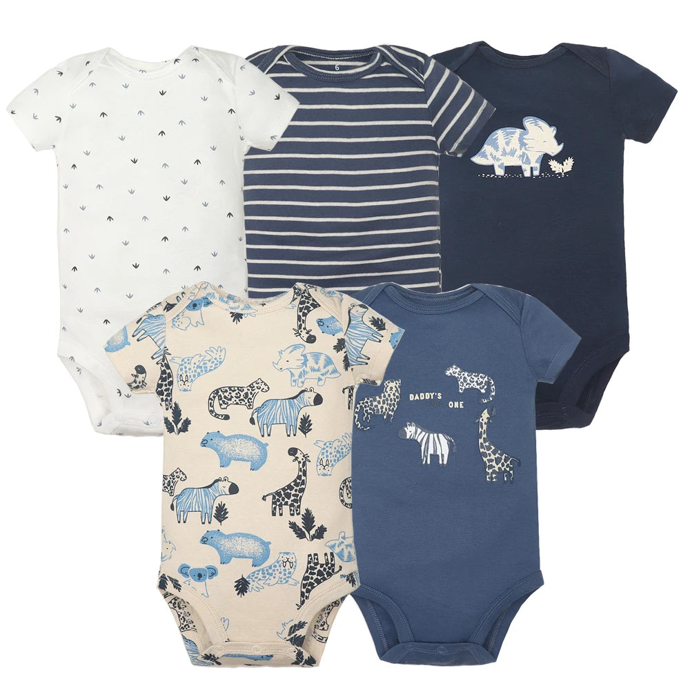 Baby Cotton Bodysuits Short Sleeve Unisex Newborn Jumpsuits