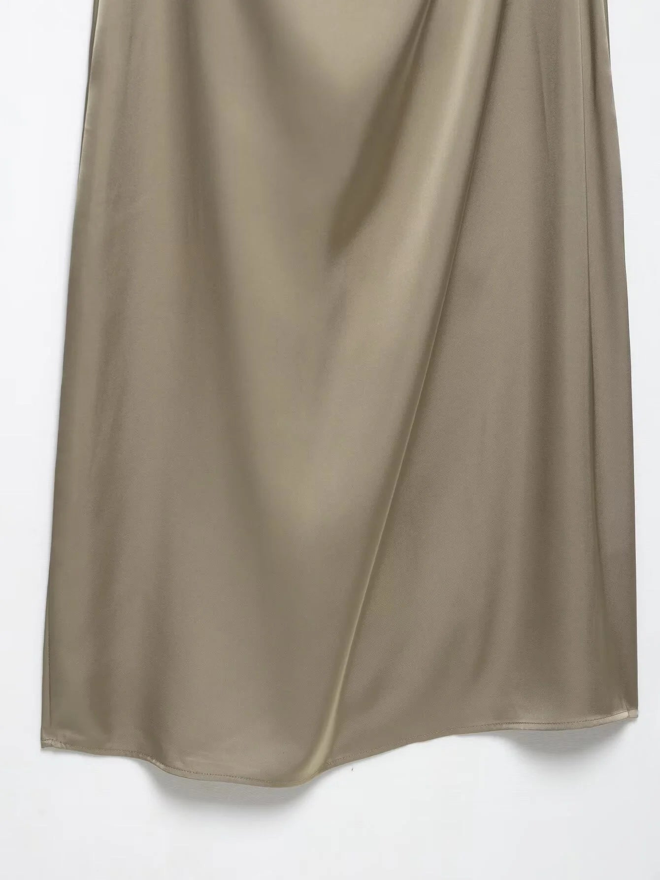 Elegant Silk Texture Wrinkle Detail Dress