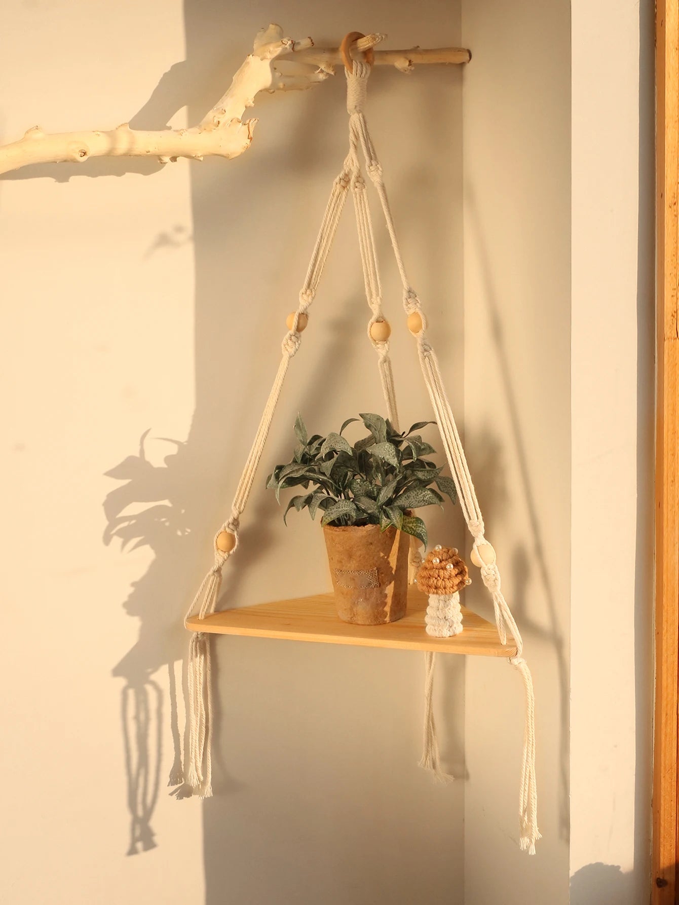 Wooden Corner Floating Shelf