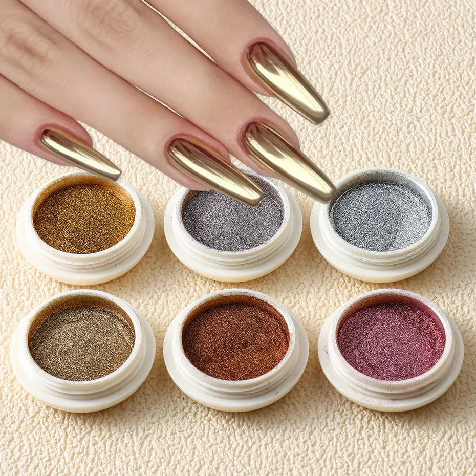 6-Color Metallic Mirror Chrome Glitter Powder