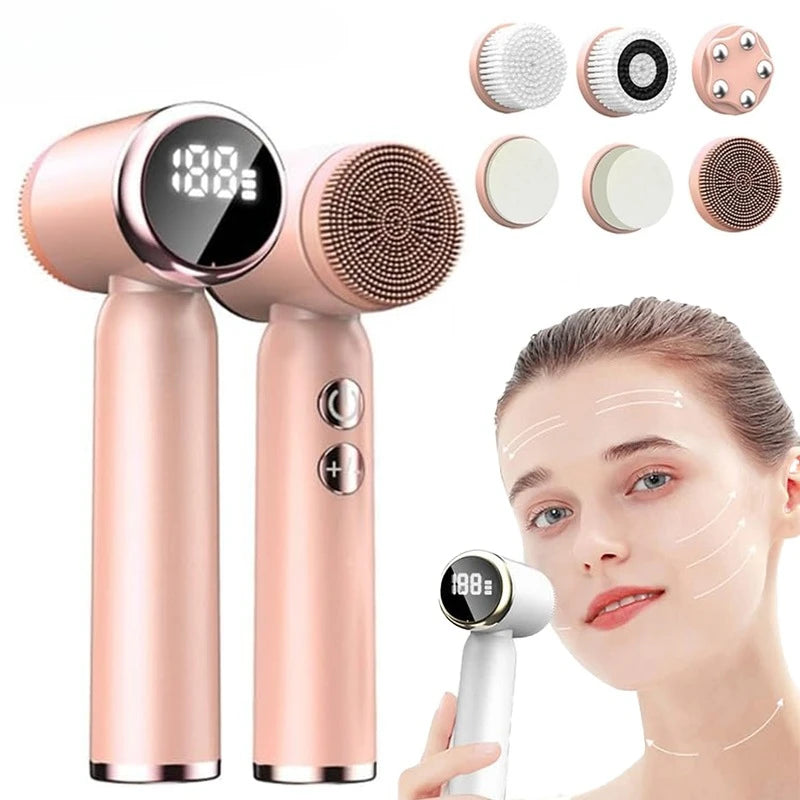 6-in-1 Sonic Waterproof Facial Cleansing Brush