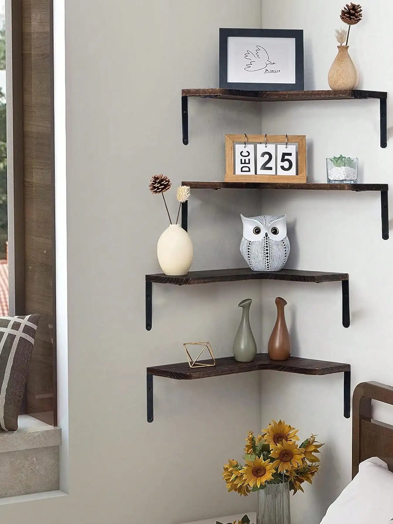 Rustic Wooden Corner Shelf