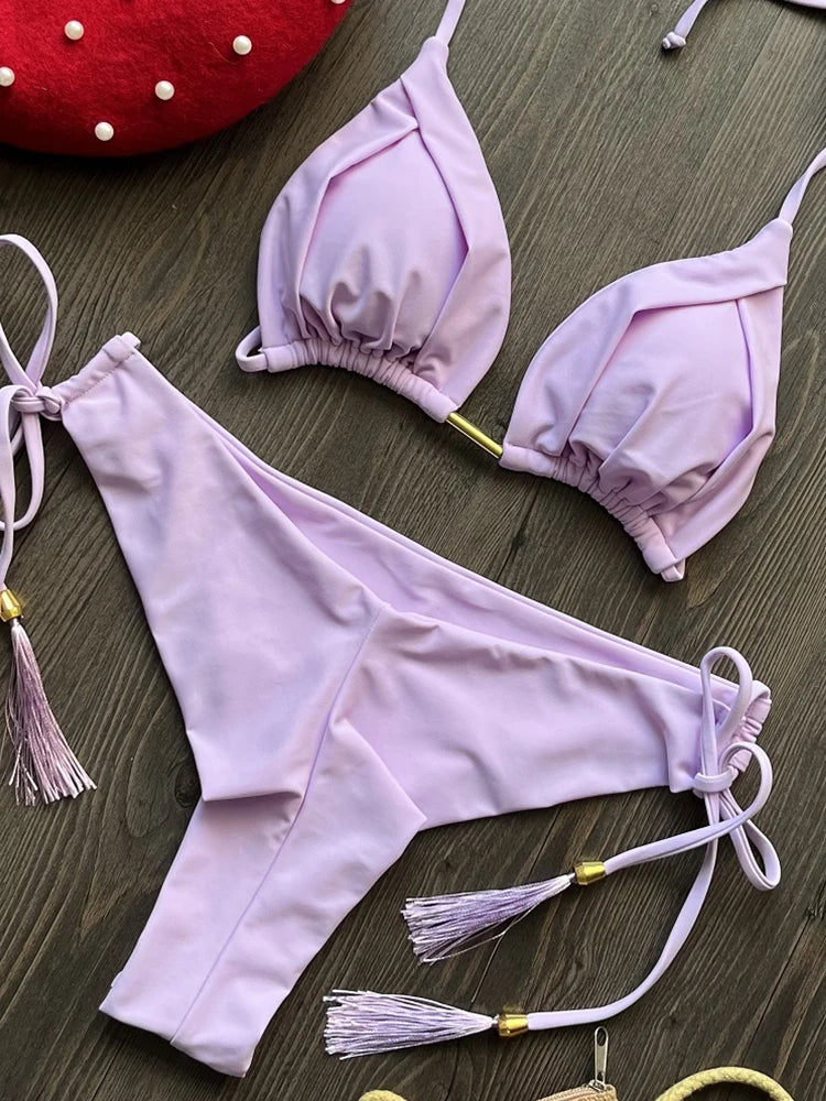 New Sexy 13-Color Brazilian Push-Up Triangle Bikini Swimwear Set