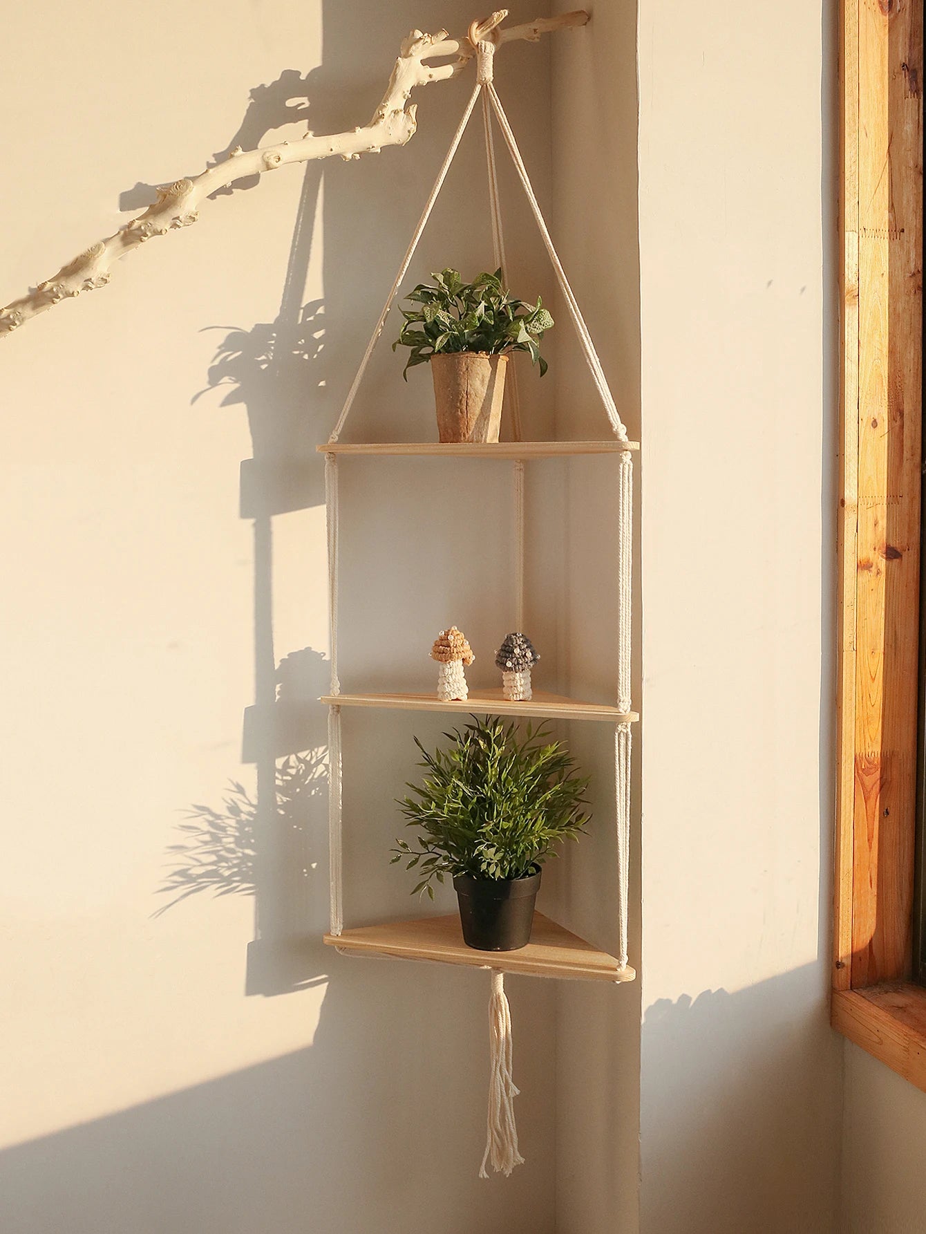 Wooden Corner Floating Shelf