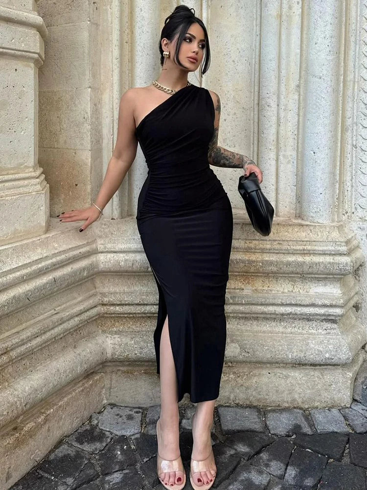 Sexy Black Split Maxi Dress