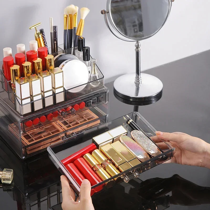 Large Transparent Acrylic Four-Drawer Makeup Organizer