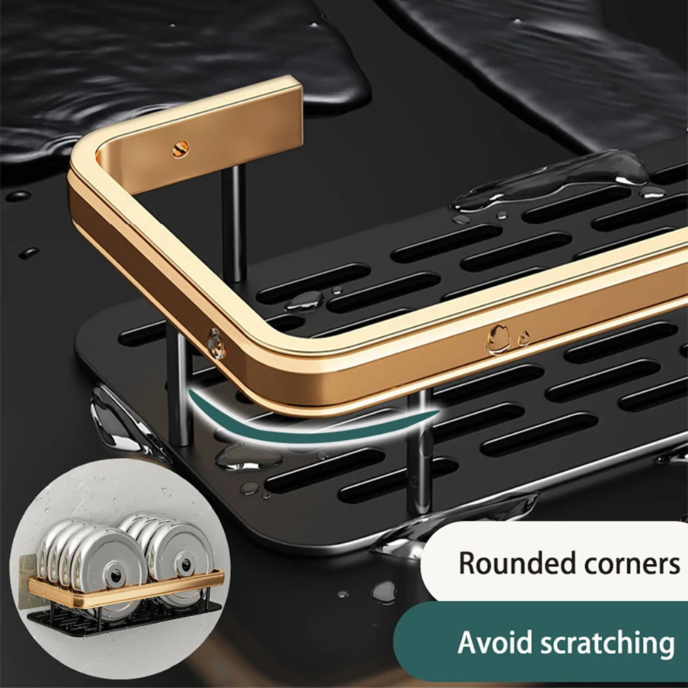 No-Drill Wall Mounted Aluminum Bathroom Shelf