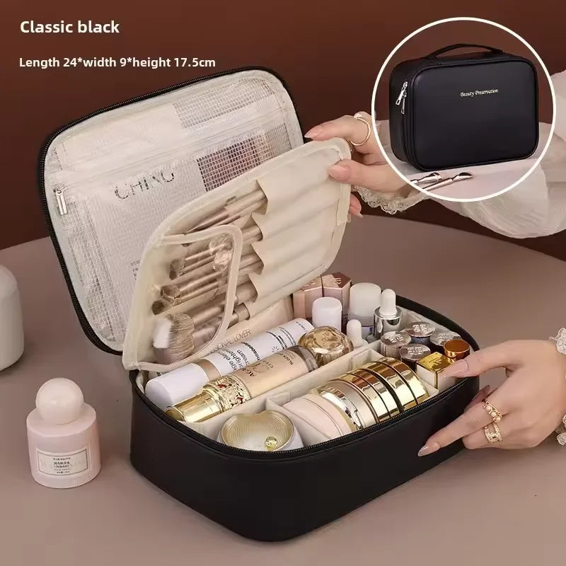 Luxury Double-Layer Travel Cosmetic Bag