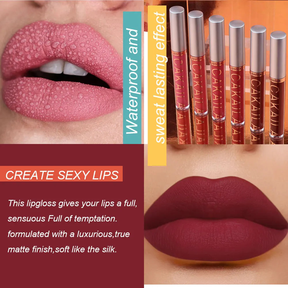 6-Color Liquid Matte Velvet Lip Gloss Set