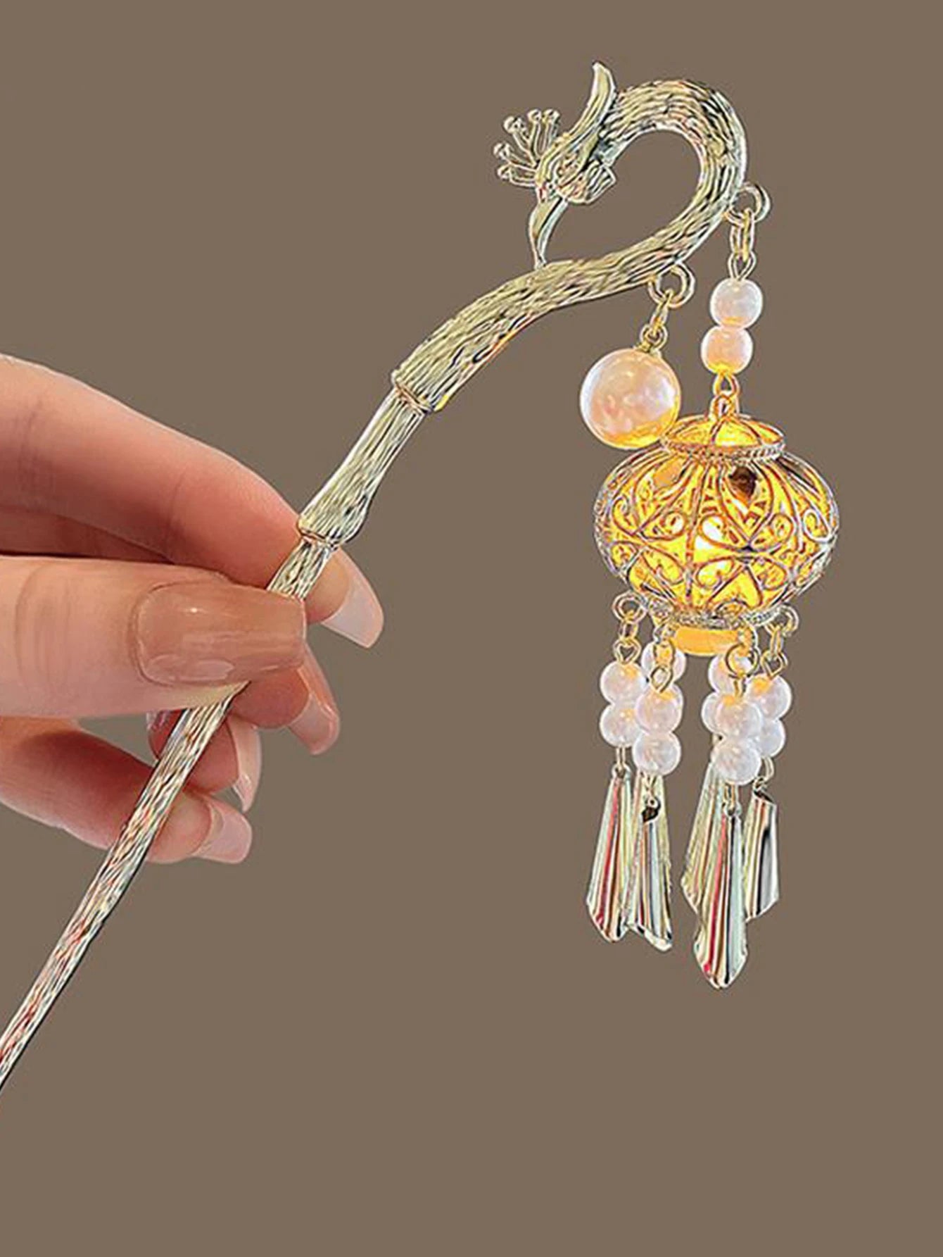 Elegant Peacock Pearl Tassel Hair Stick