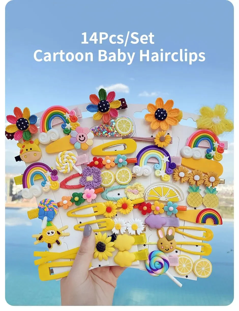 14-Piece Cartoon Baby Hair Clips Set
