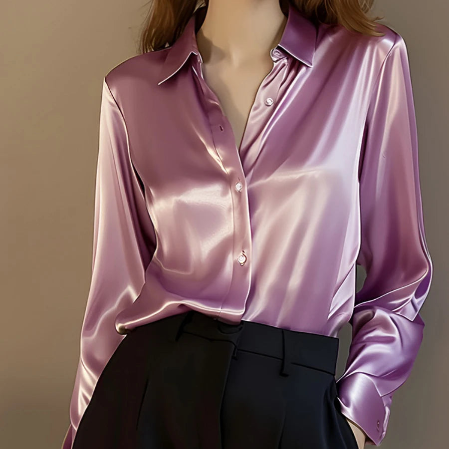 Elegant Satin Long Sleeve Blouse
