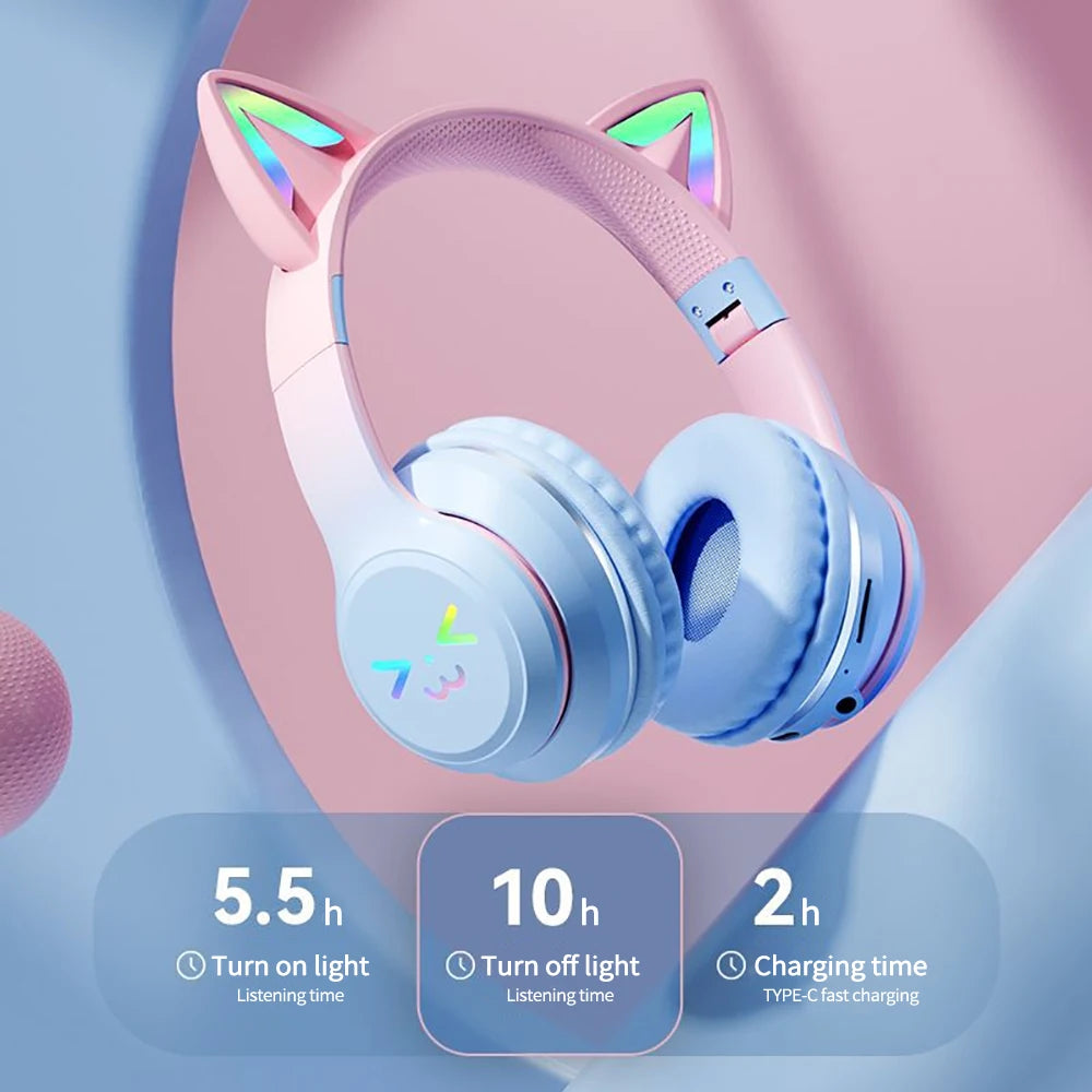 Cute Cat Ear Bluetooth Headphones