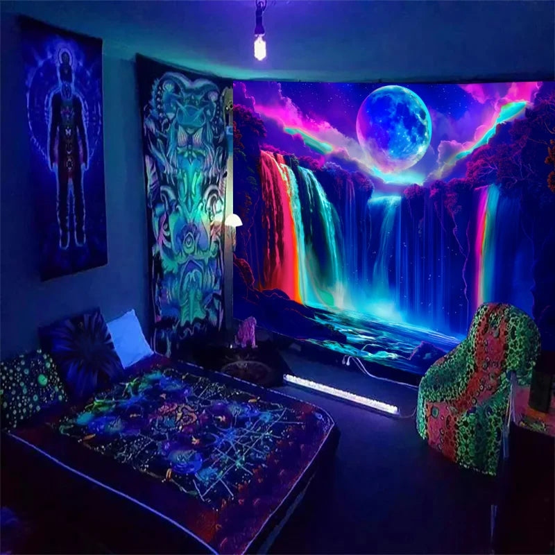 UV Reactive Waterfall Tapestry