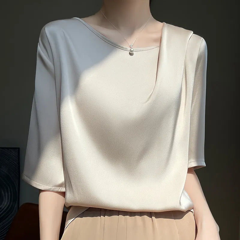 Silk Pleated T-shir