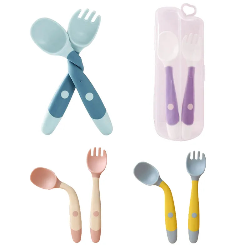 Soft Silicone Spoon Fork Set