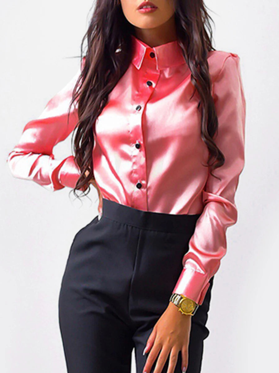Elegant Satin Long Sleeve Shirt