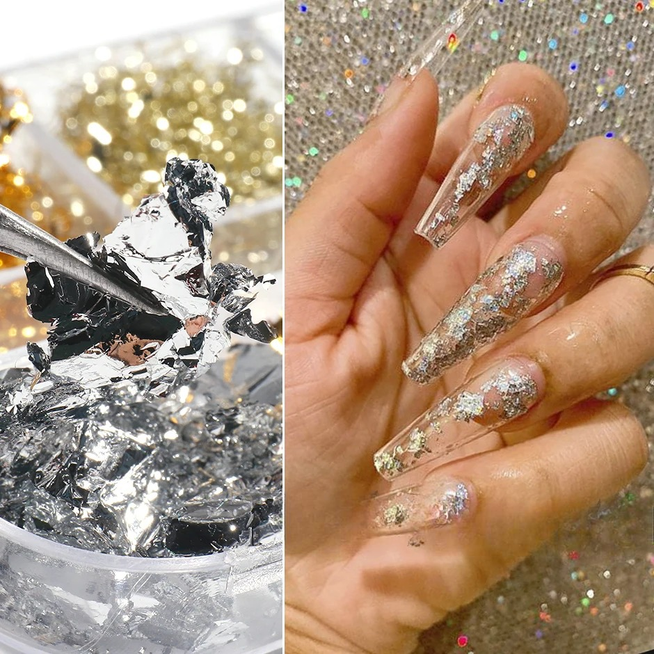 Gold Silver Aluminum Nail Art Flakes