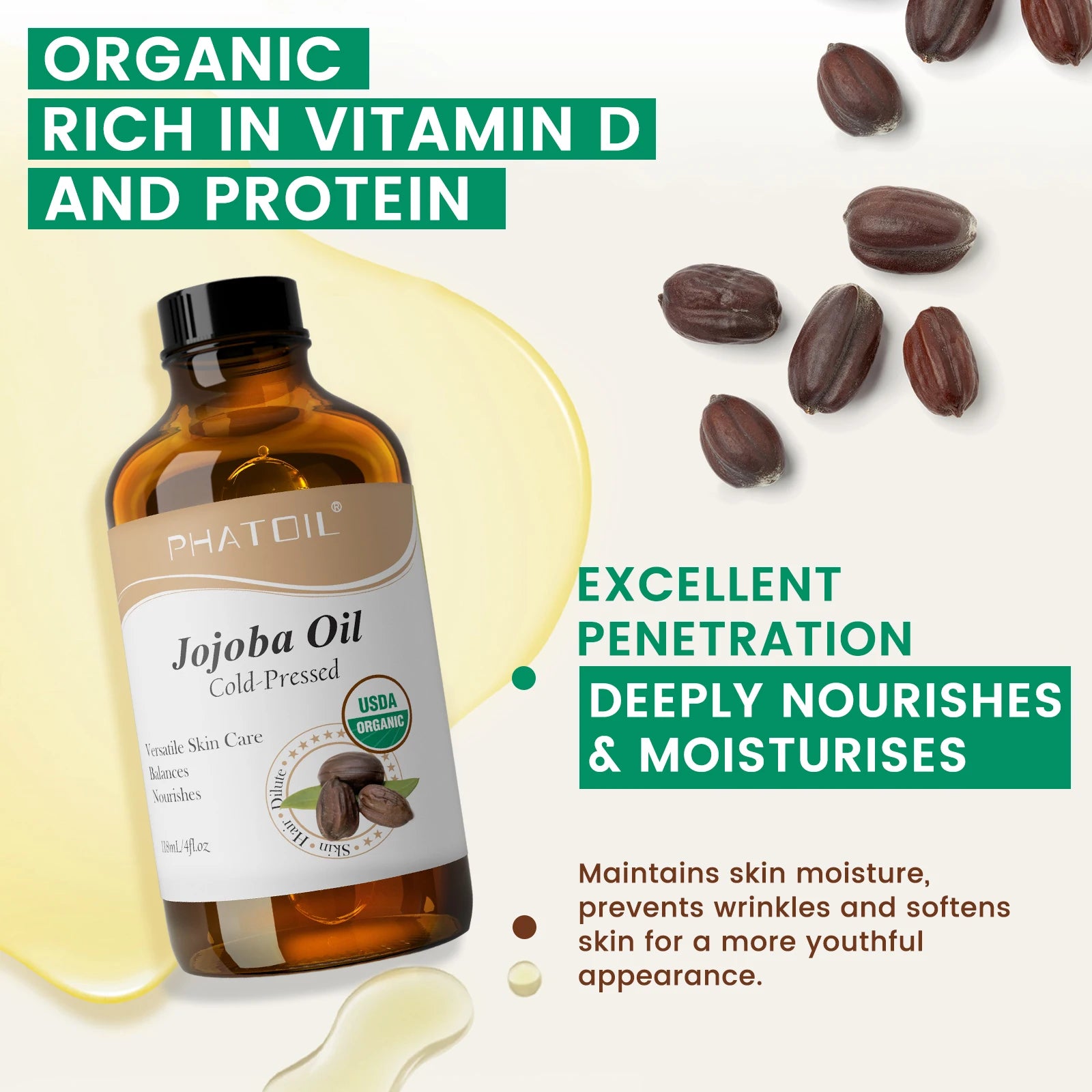 Cold-Pressed Organic Jojoba and Rosehip Oil