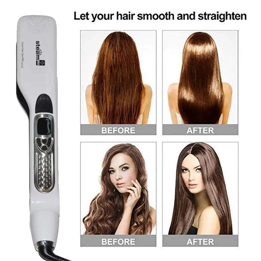 Professional Steam Ceramic Flat Iron Straightening Brush