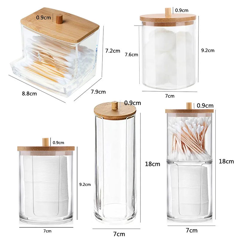 Makeup Organizer Bamboo Lid Container