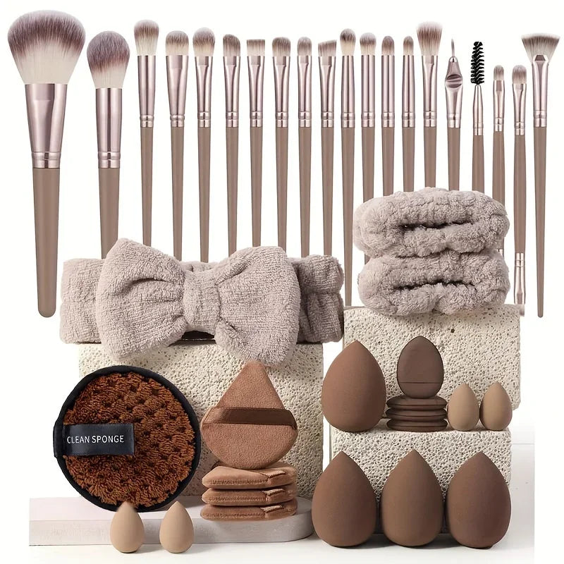 Complete Pink Makeup Brush Set
