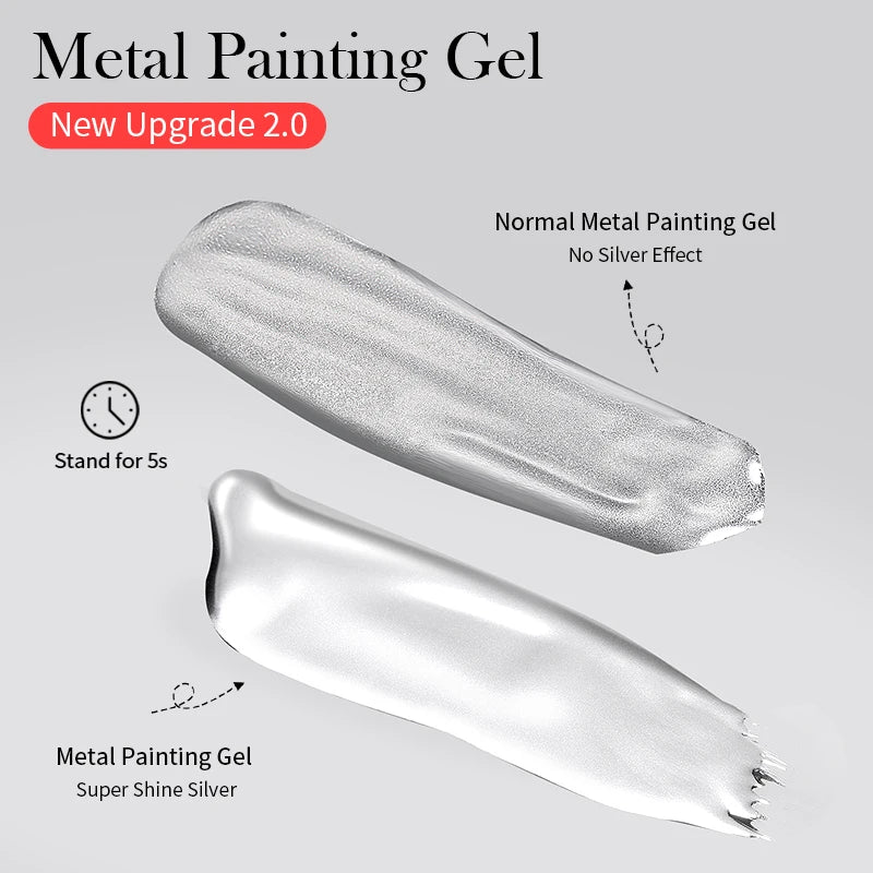 Silver Metallic Line Art Drawing Gel