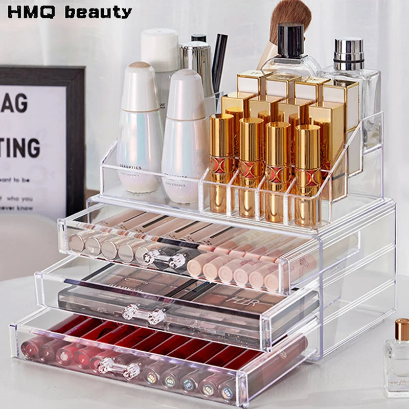 Large Transparent Acrylic Four-Drawer Makeup Organizer