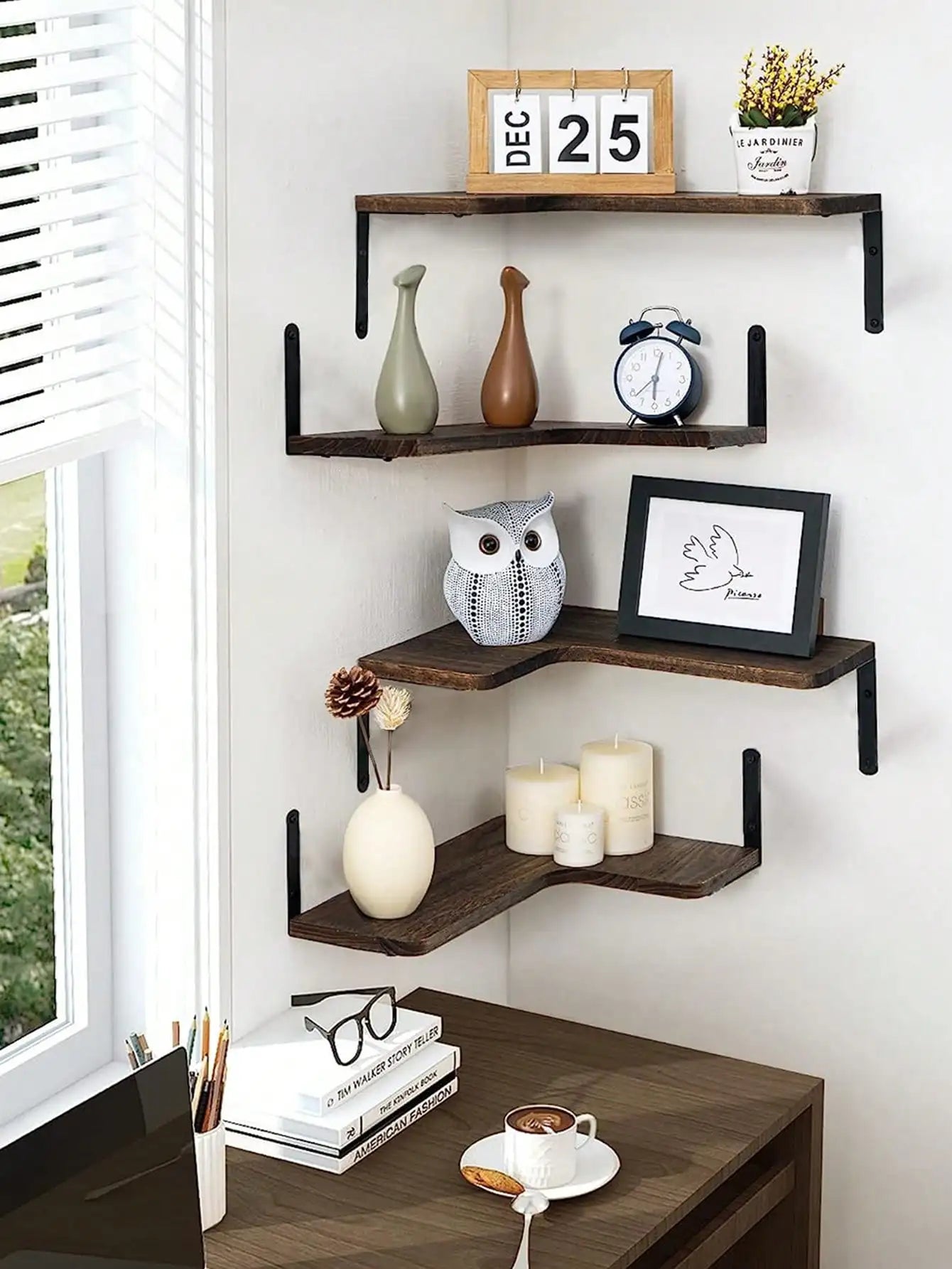 Rustic Wooden Corner Shelf