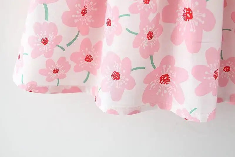 Sweet Floral Toddler Beach Dress Set for Girls, Summer Fashion