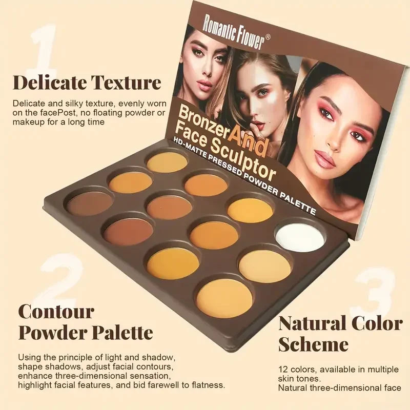 12-Color Matte Bronzer and Sculpting Palette