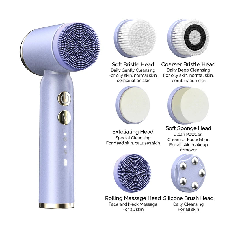 IPX6 Waterproof 6-in-1 Sonic Electric Cleansing Brush