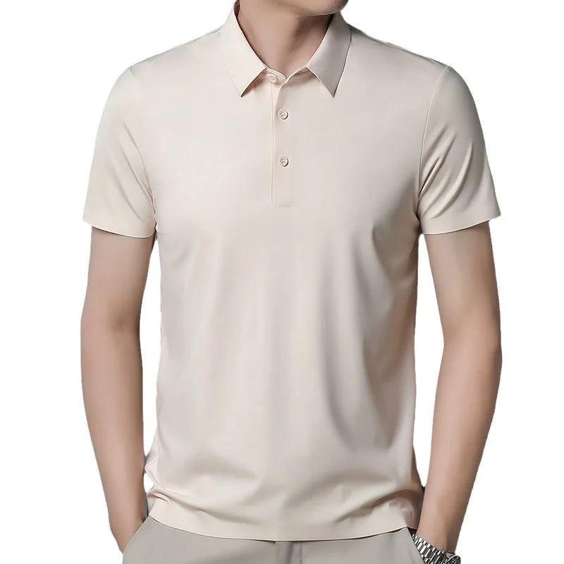 Slim Mulberry Silk Polo Shirt