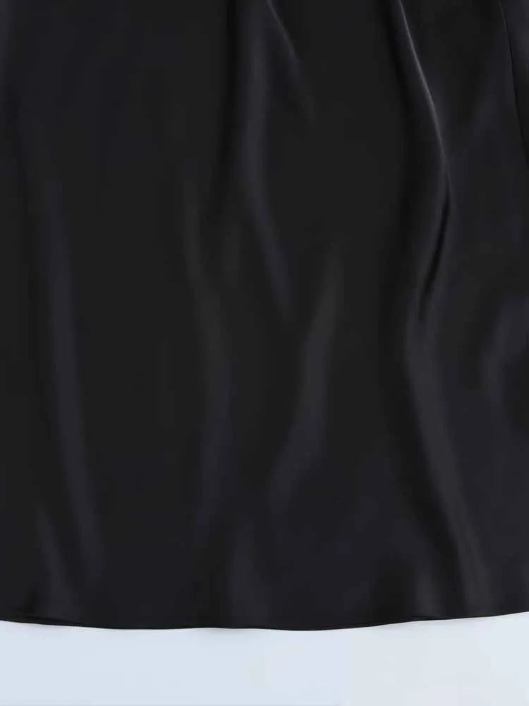 Elegant Silk Satin V-Neck Midi Dress