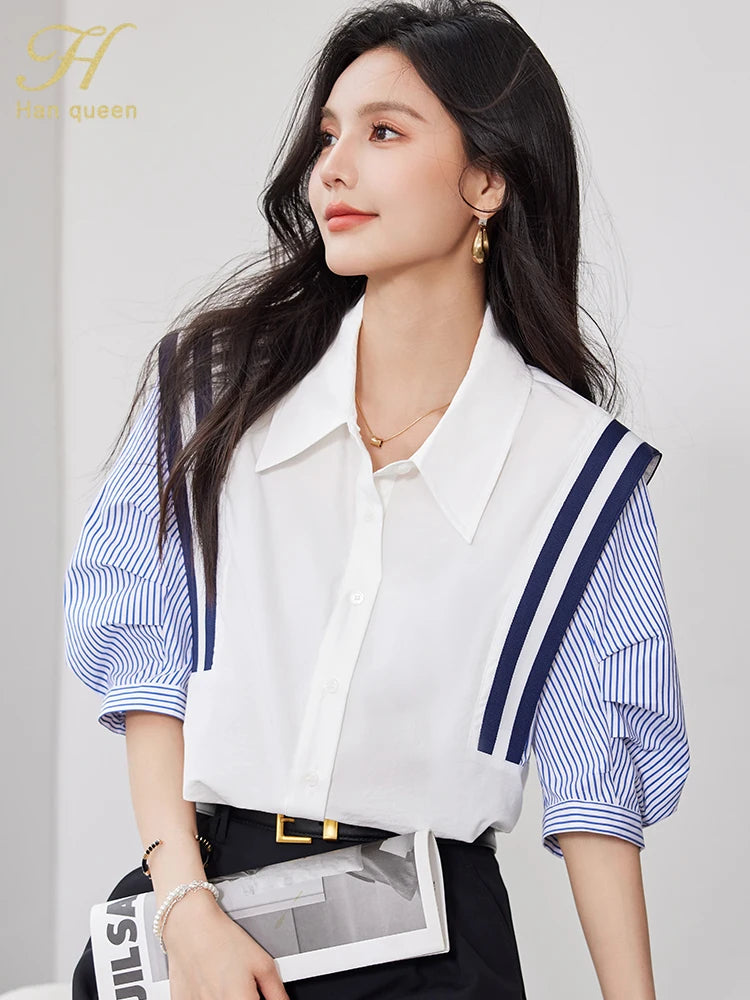 Korean Striped Chiffon Blouse