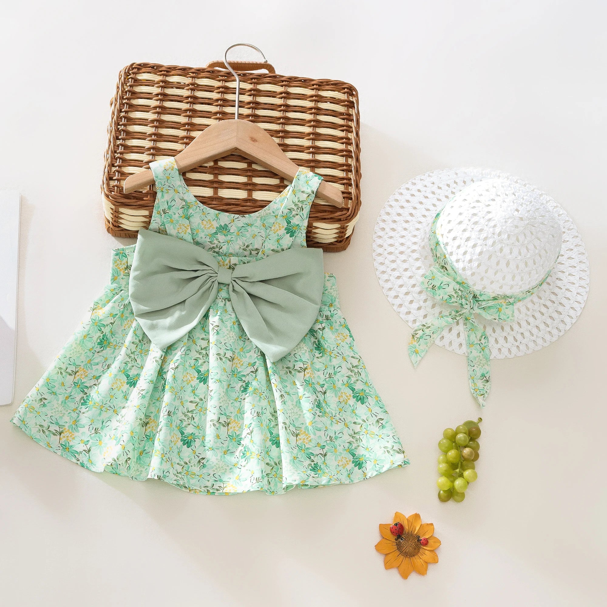 Floral Baby Dress with Sun Hat