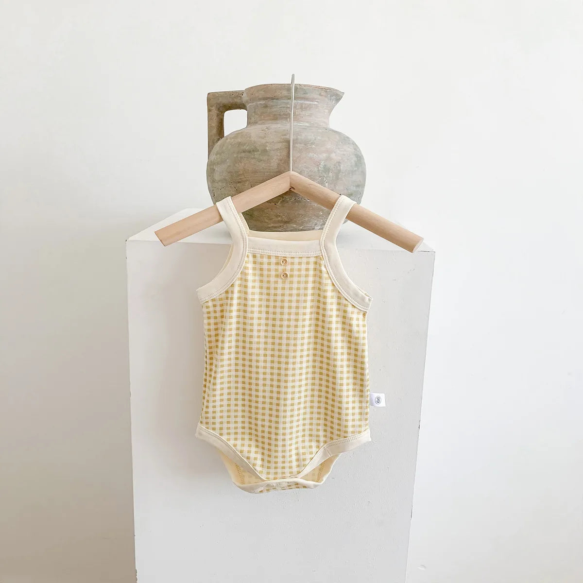 Sleeveless Plaid Jumpsuits: Summer Cotton Baby Girls Bodysuits