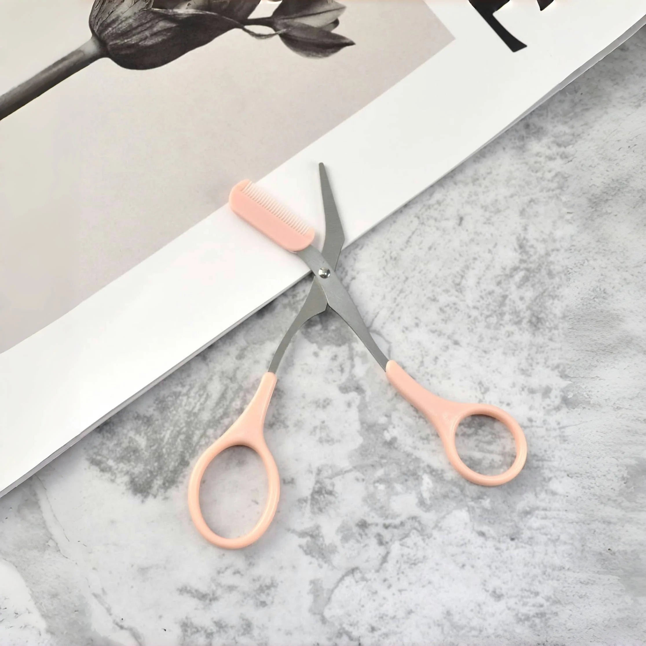 Pink Stainless Steel Eyebrow Scissors