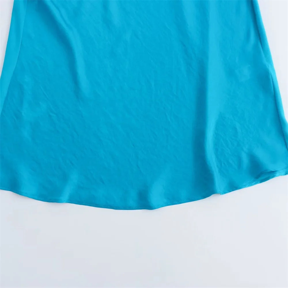 Retro Silk Satin Midi Dress