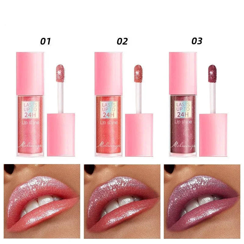 3-Color Mirror Shine Waterproof Lip Gloss