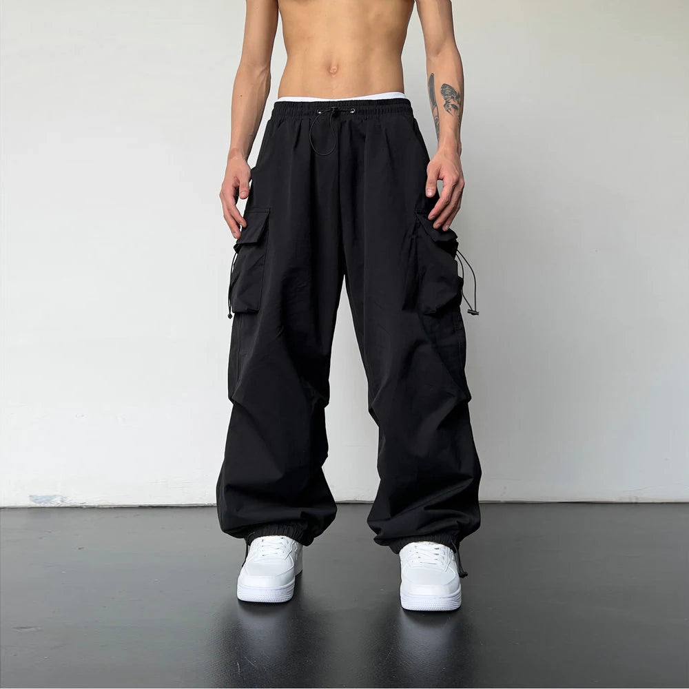 Wide-Leg Cargo Joggers