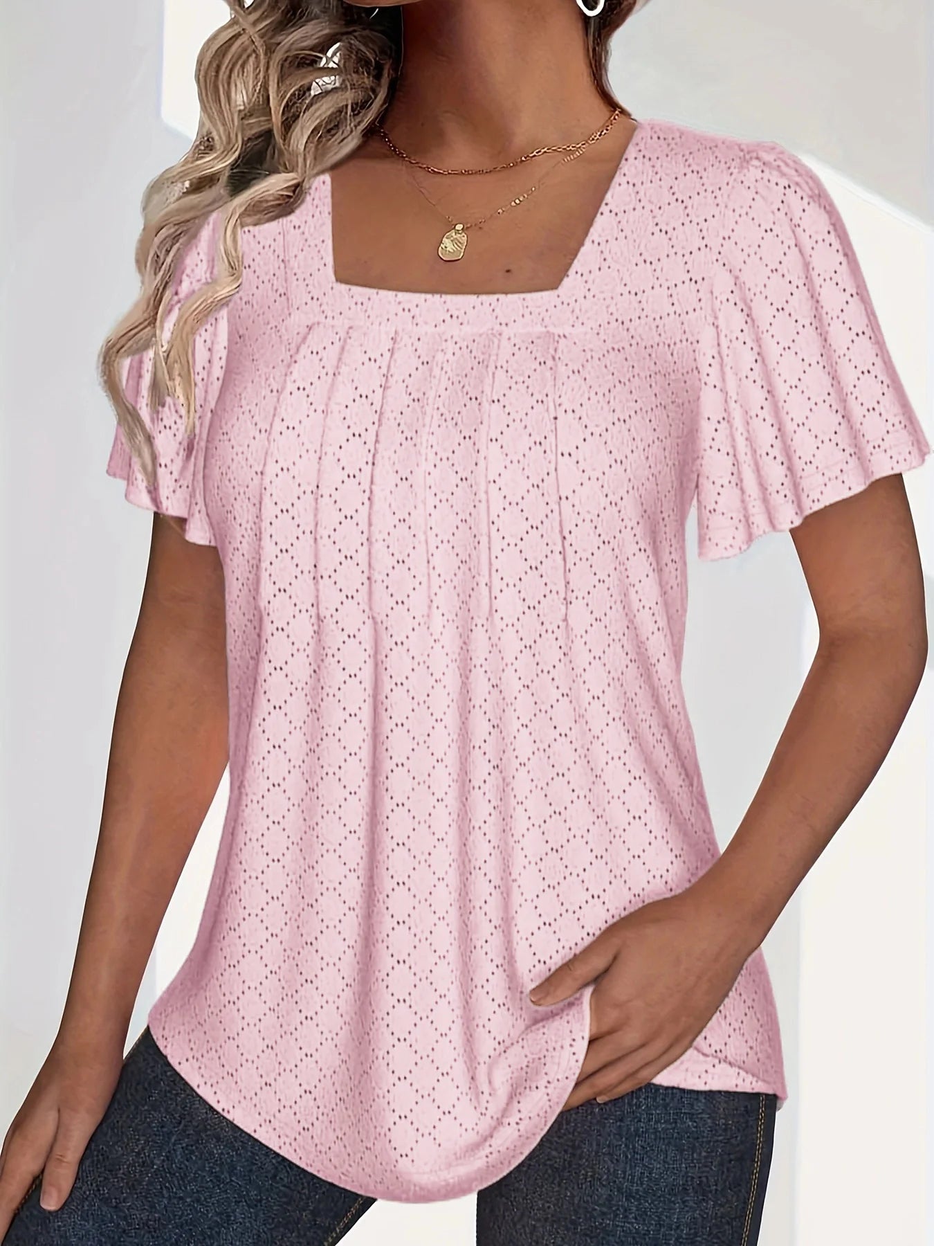 Plus Size Elegant Hollow Ruffle Sleeve Tops