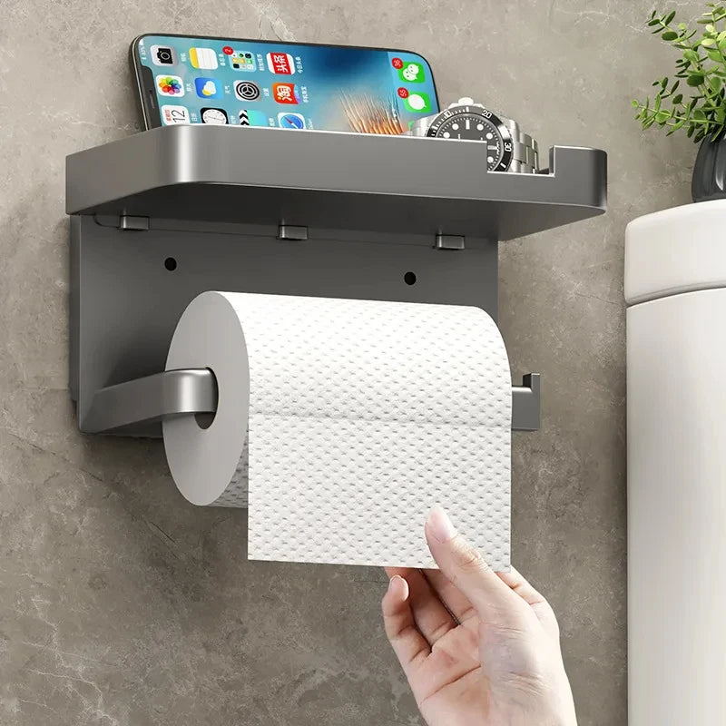 Multi-functional Plastic Toilet Paper Holder and Storage Rack