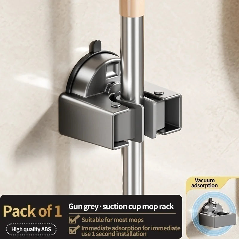No-Drill Suction Mop Rack