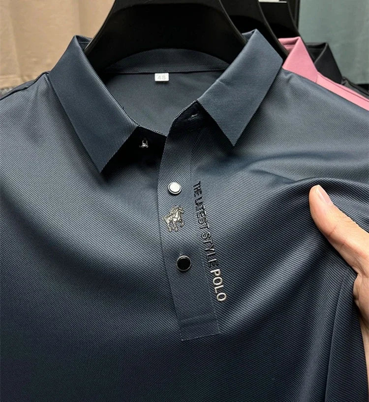 Embroidered Ice Silk Polo Shirt