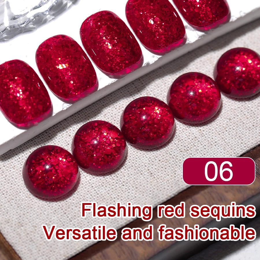 Glitter Red Semi-Permanent Gel Polish